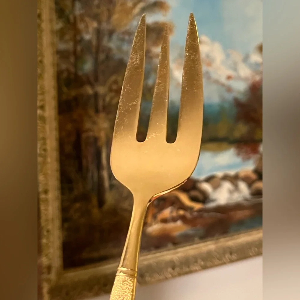 VIP gold tone electroplated serving set of 3 utensils cake server spoon fork